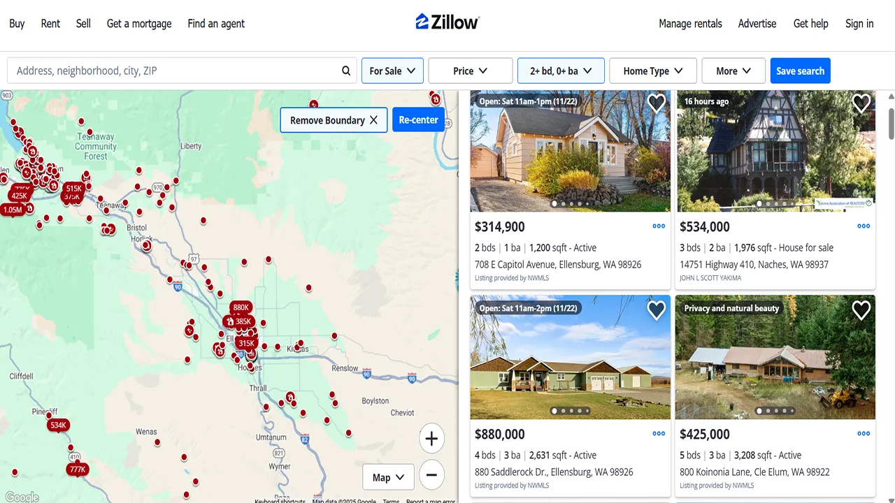 تصویر مربوط به وبسایت zillow، یکی از پلتفرم‌های خرید و فروش ملک می‌باشد.