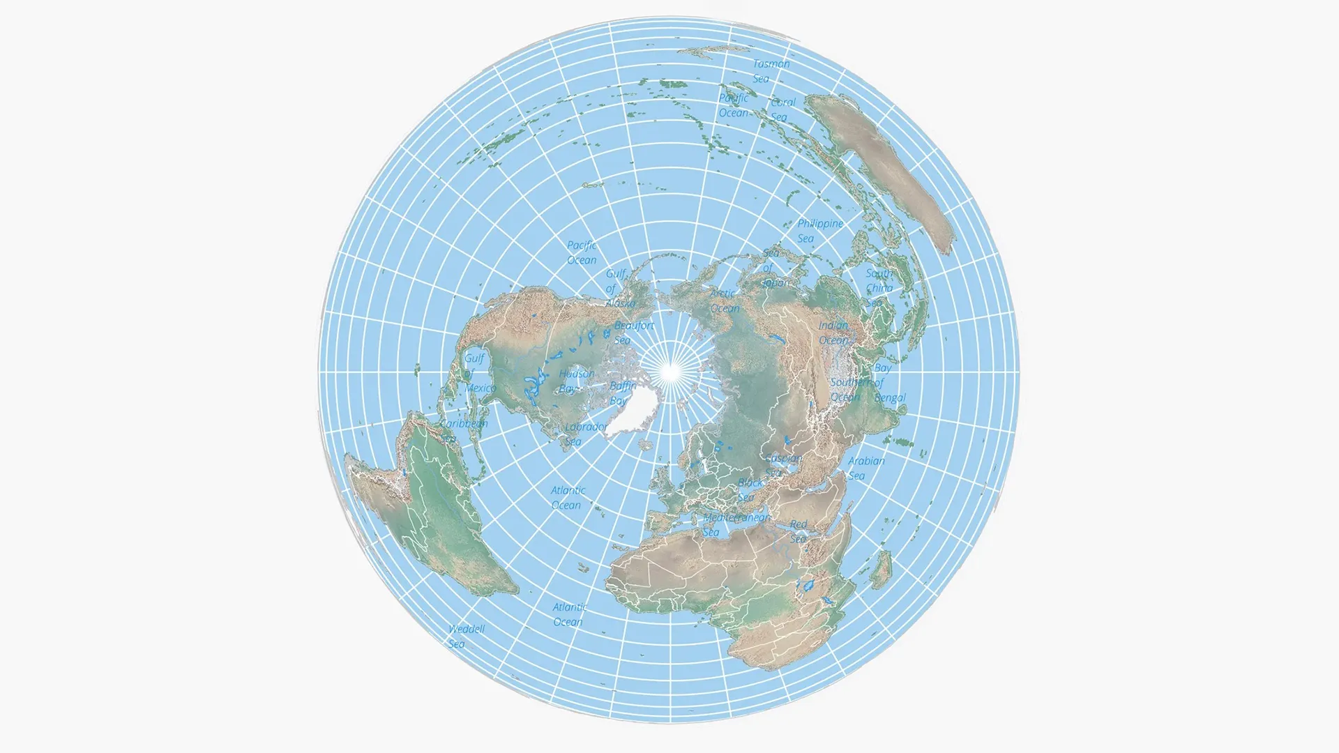 نمای بالای زمین با تقسیم‌بندی زون‌ها