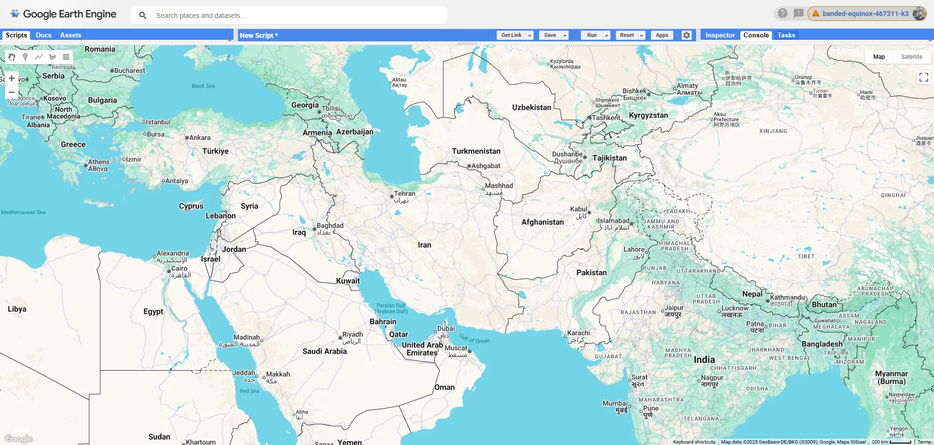محیط Google Earth Engine (GEE) Code Editor